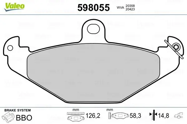 Bremsbelagsatz, Scheibenbremse Hinterachse VALEO 598055