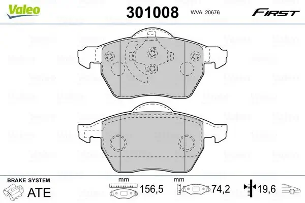 Bremsbelagsatz, Scheibenbremse VALEO 301008