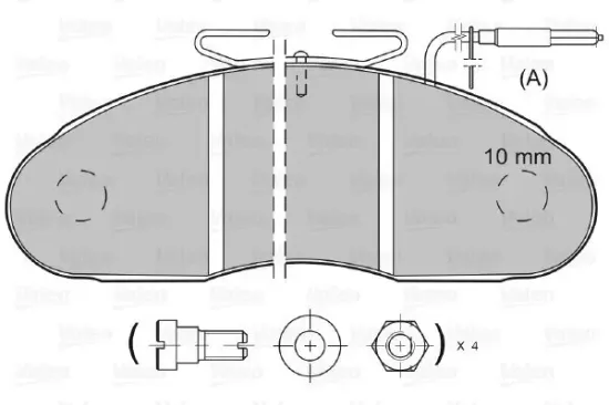 Bremsbelagsatz, Scheibenbremse Vorderachse VALEO 598001 Bild Bremsbelagsatz, Scheibenbremse Vorderachse VALEO 598001