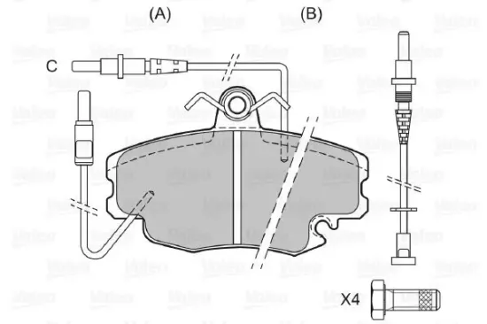 Bremsbelagsatz, Scheibenbremse Vorderachse VALEO 598002 Bild Bremsbelagsatz, Scheibenbremse Vorderachse VALEO 598002