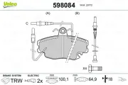 Bremsbelagsatz, Scheibenbremse Vorderachse VALEO 598084