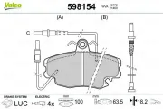 Bremsbelagsatz, Scheibenbremse Vorderachse VALEO 598154