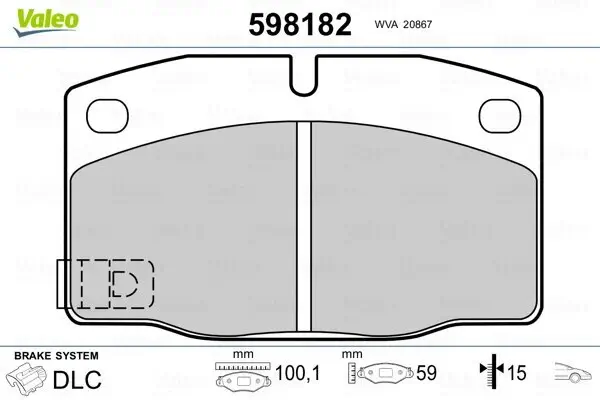 Bremsbelagsatz, Scheibenbremse Vorderachse VALEO 598182