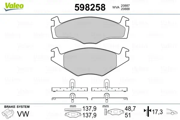 Bremsbelagsatz, Scheibenbremse VALEO 598258