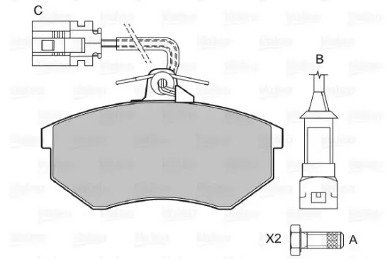 Bremsbelagsatz, Scheibenbremse Vorderachse VALEO 598252 Bild Bremsbelagsatz, Scheibenbremse Vorderachse VALEO 598252