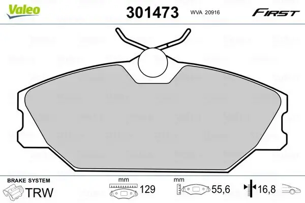 Bremsbelagsatz, Scheibenbremse Vorderachse VALEO 301473