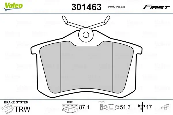 Bremsbelagsatz, Scheibenbremse VALEO 301463