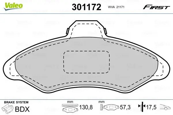 Bremsbelagsatz, Scheibenbremse Vorderachse VALEO 301172
