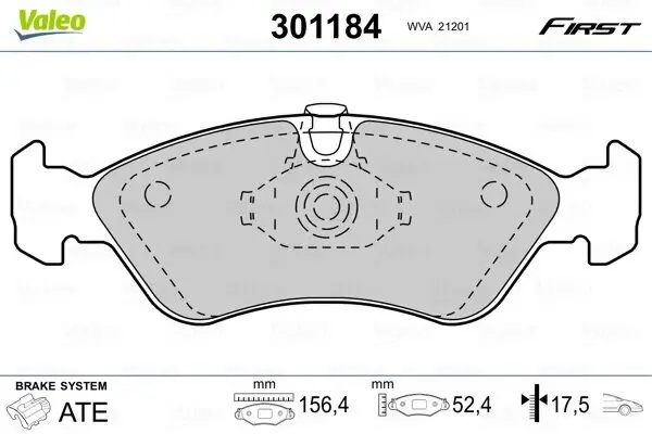 Bremsbelagsatz, Scheibenbremse VALEO 301184