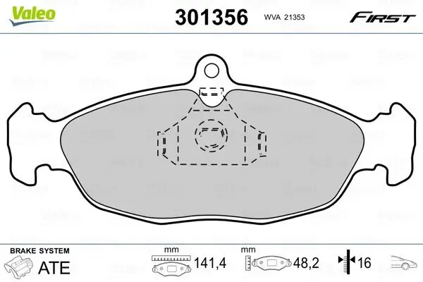 Bremsbelagsatz, Scheibenbremse VALEO 301356