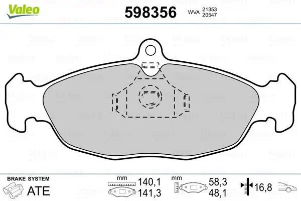 Bremsbelagsatz, Scheibenbremse VALEO 598356