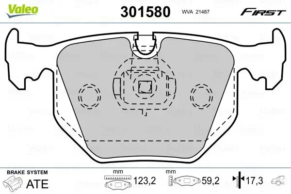 Bremsbelagsatz, Scheibenbremse Hinterachse VALEO 301580