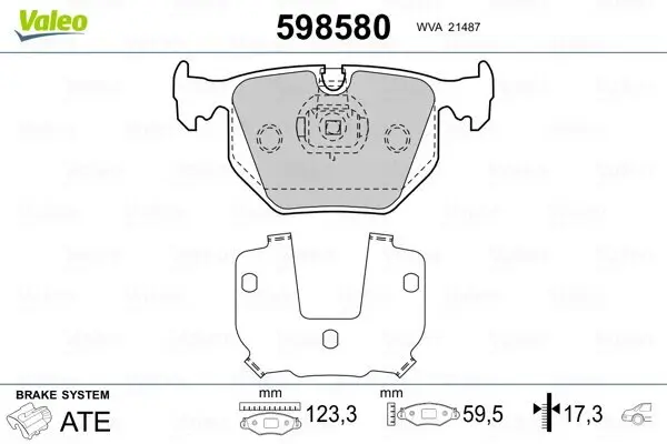 Bremsbelagsatz, Scheibenbremse VALEO 598580