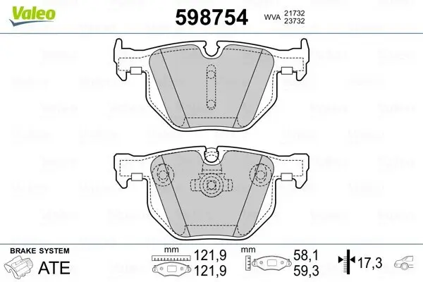 Bremsbelagsatz, Scheibenbremse VALEO 598754