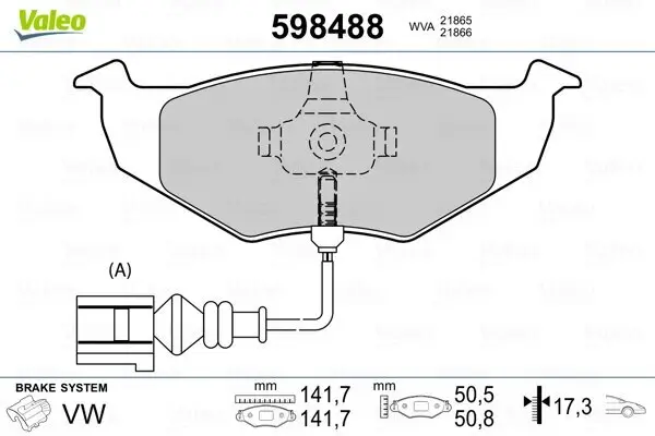 Bremsbelagsatz, Scheibenbremse Vorderachse VALEO 598488