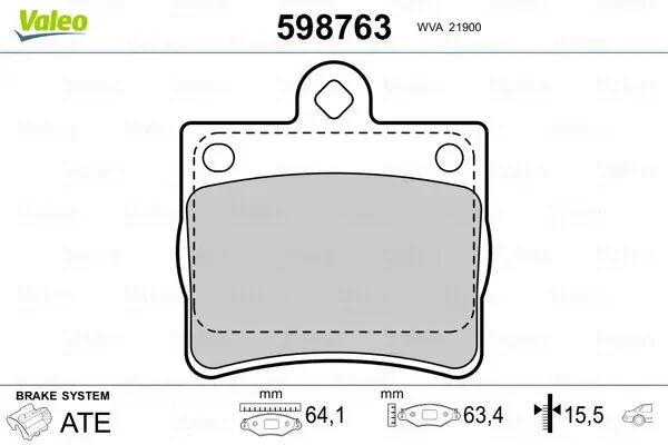 Bremsbelagsatz, Scheibenbremse Hinterachse VALEO 598763