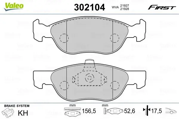 Bremsbelagsatz, Scheibenbremse Vorderachse VALEO 302104