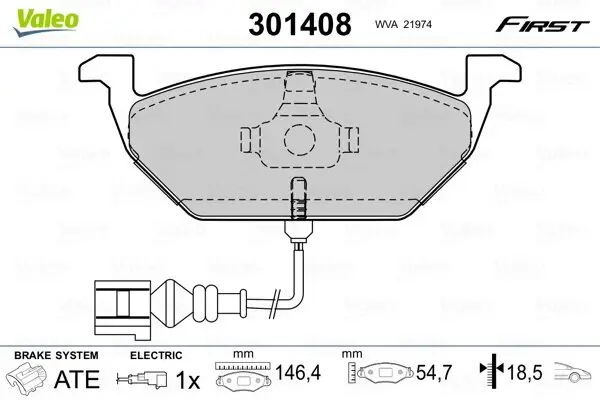 Bremsbelagsatz, Scheibenbremse VALEO 301408