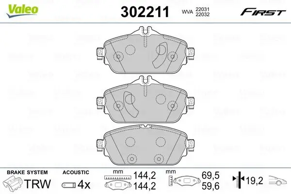 Bremsbelagsatz, Scheibenbremse VALEO 302211