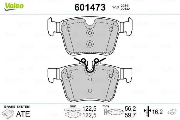 Bremsbelagsatz, Scheibenbremse Hinterachse VALEO 601473