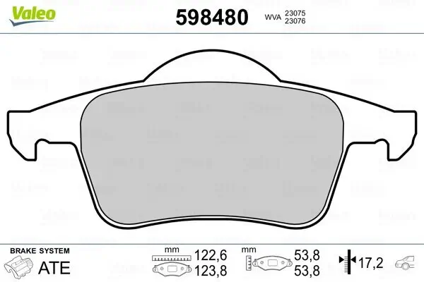 Bremsbelagsatz, Scheibenbremse Hinterachse VALEO 598480