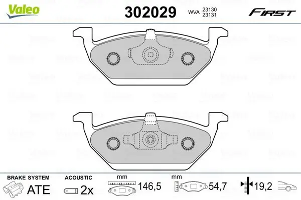 Bremsbelagsatz, Scheibenbremse Vorderachse VALEO 302029