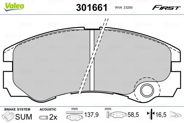 Bremsbelagsatz, Scheibenbremse VALEO 301661