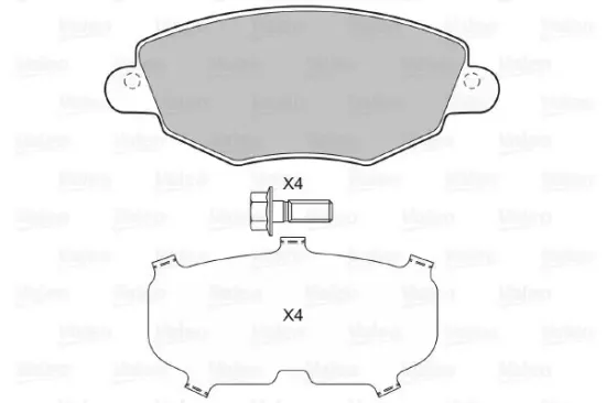 Bremsbelagsatz, Scheibenbremse Vorderachse VALEO 598433 Bild Bremsbelagsatz, Scheibenbremse Vorderachse VALEO 598433