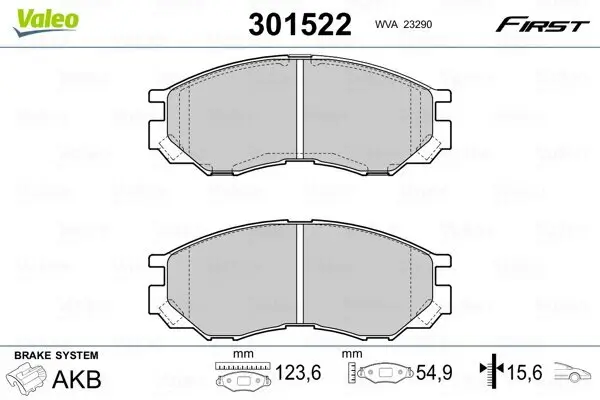 Bremsbelagsatz, Scheibenbremse VALEO 301522