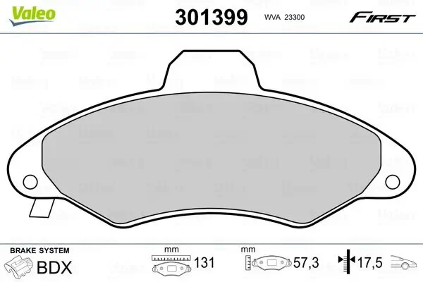 Bremsbelagsatz, Scheibenbremse VALEO 301399