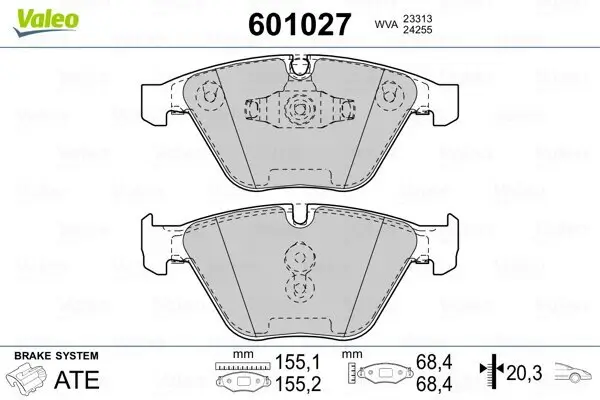 Bremsbelagsatz, Scheibenbremse VALEO 601027