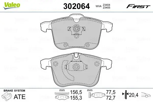 Bremsbelagsatz, Scheibenbremse VALEO 302064