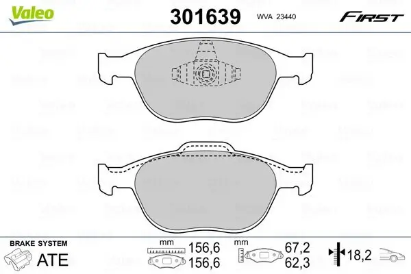 Bremsbelagsatz, Scheibenbremse VALEO 301639 Bild Bremsbelagsatz, Scheibenbremse VALEO 301639