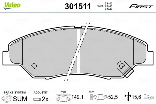 Bremsbelagsatz, Scheibenbremse VALEO 301511