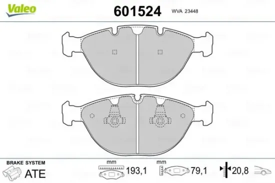 Bremsbelagsatz, Scheibenbremse Vorderachse VALEO 601524 Bild Bremsbelagsatz, Scheibenbremse Vorderachse VALEO 601524