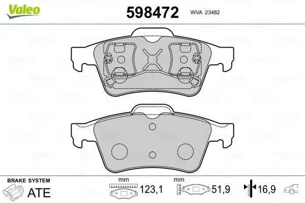 Bremsbelagsatz, Scheibenbremse VALEO 598472