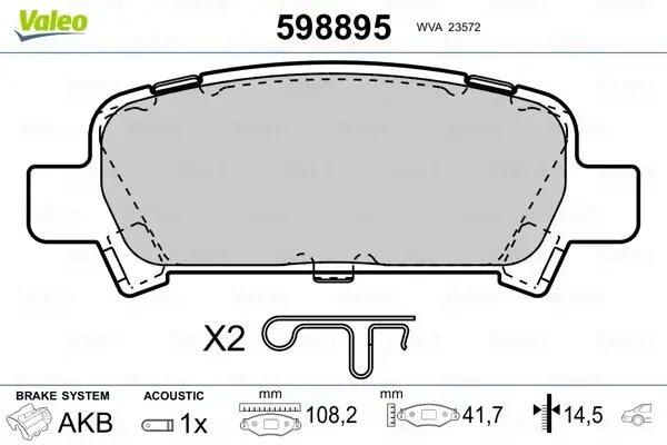 Bremsbelagsatz, Scheibenbremse VALEO 598895