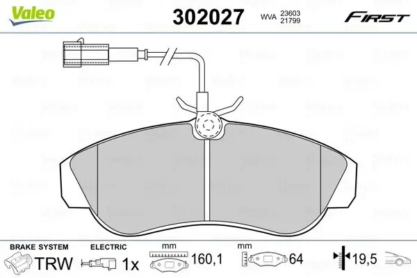 Bremsbelagsatz, Scheibenbremse Vorderachse VALEO 302027