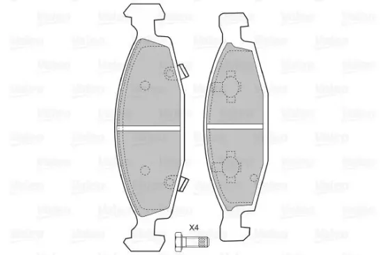 Bremsbelagsatz, Scheibenbremse Vorderachse VALEO 598510 Bild Bremsbelagsatz, Scheibenbremse Vorderachse VALEO 598510