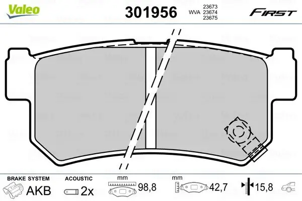 Bremsbelagsatz, Scheibenbremse Hinterachse VALEO 301956