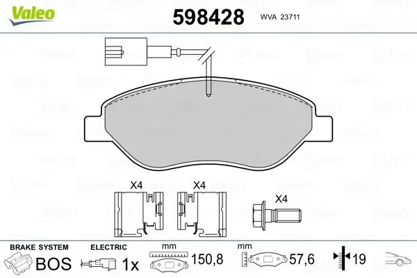 Bremsbelagsatz, Scheibenbremse VALEO 598428