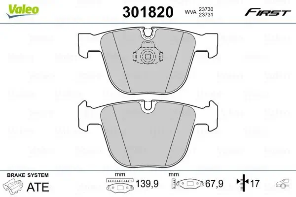 Bremsbelagsatz, Scheibenbremse VALEO 301820