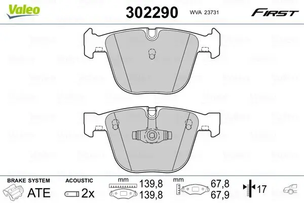 Bremsbelagsatz, Scheibenbremse VALEO 302290