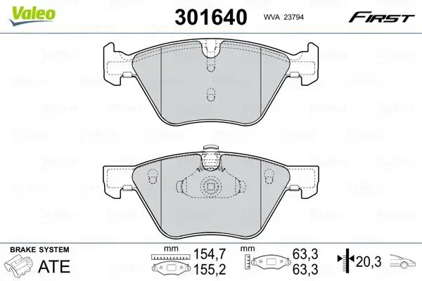 Bremsbelagsatz, Scheibenbremse VALEO 301640