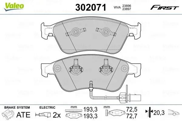 Bremsbelagsatz, Scheibenbremse VALEO 302071