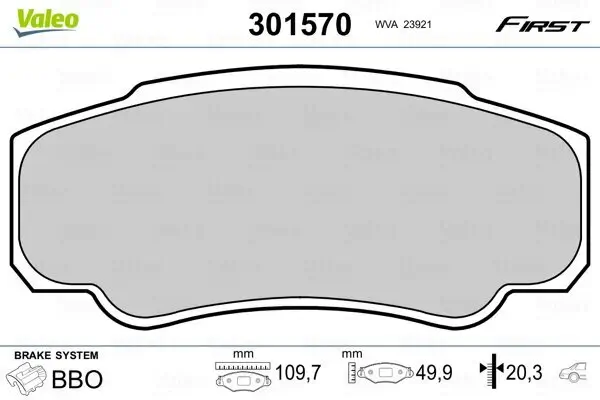 Bremsbelagsatz, Scheibenbremse Hinterachse VALEO 301570