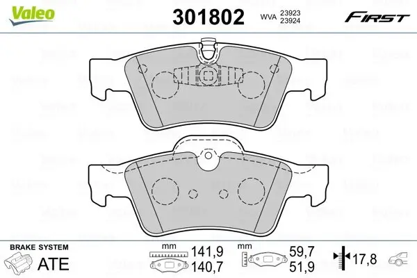 Bremsbelagsatz, Scheibenbremse VALEO 301802