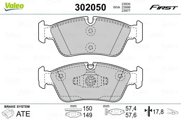 Bremsbelagsatz, Scheibenbremse VALEO 302050