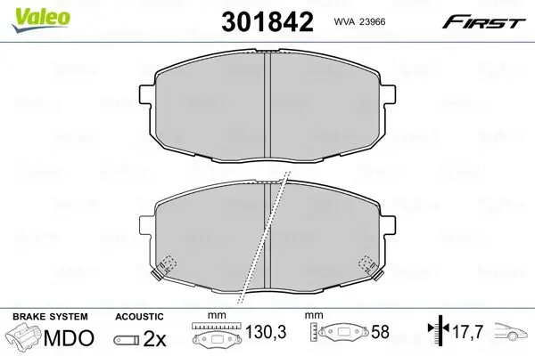 Bremsbelagsatz, Scheibenbremse Vorderachse VALEO 301842