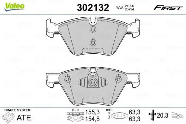 Bremsbelagsatz, Scheibenbremse VALEO 302132